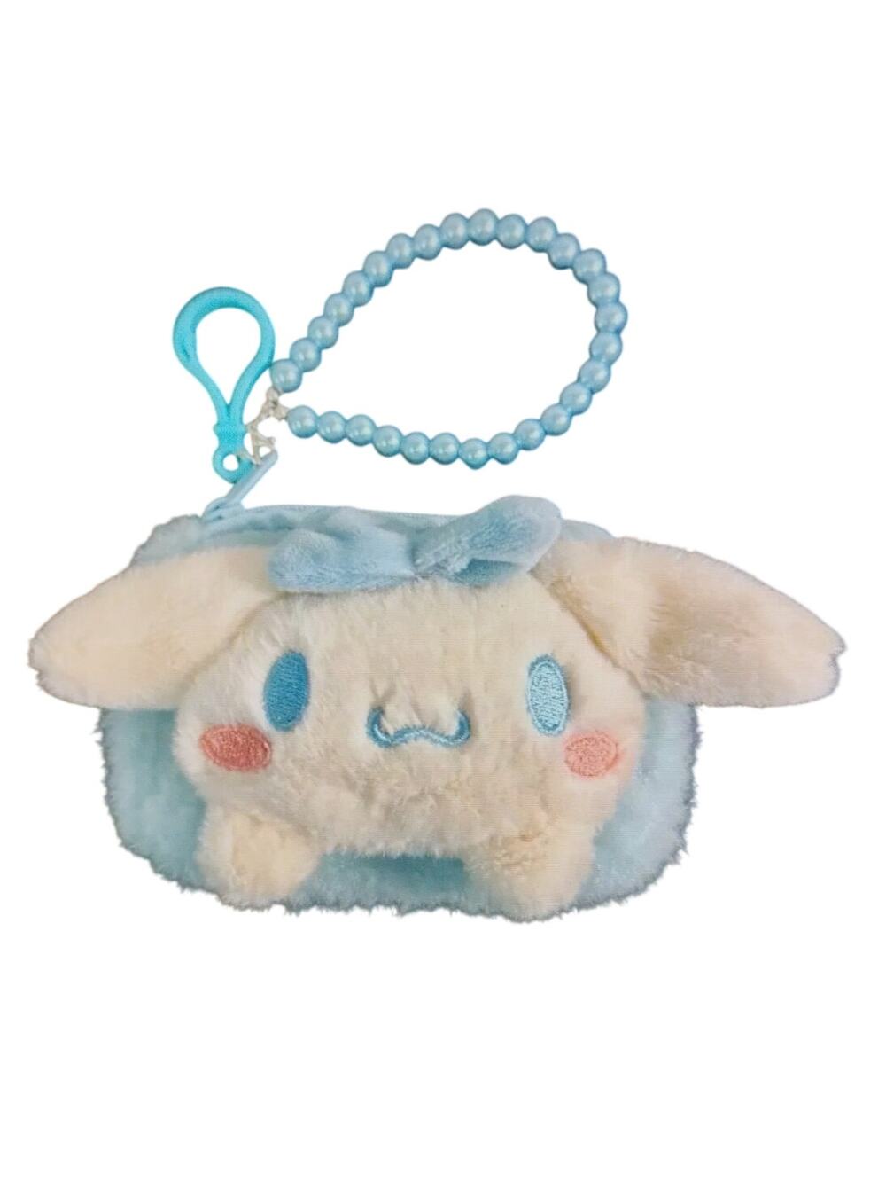 Cinnamoroll Plush Coin Purse Keychain with Blue Pearl Wrist Strap